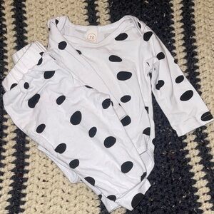 White and Black Polka Dot Baby One-Piece Set